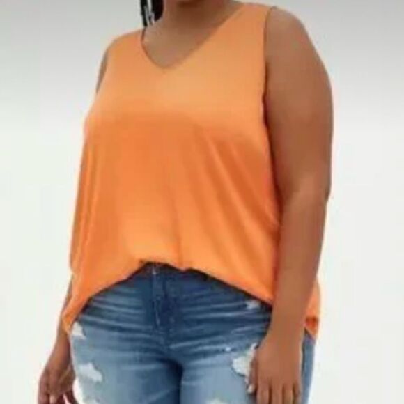 Torrid Nectarine Soft Stretch Challis Tank Top Blouse Size 1X - Picture 1 of 3